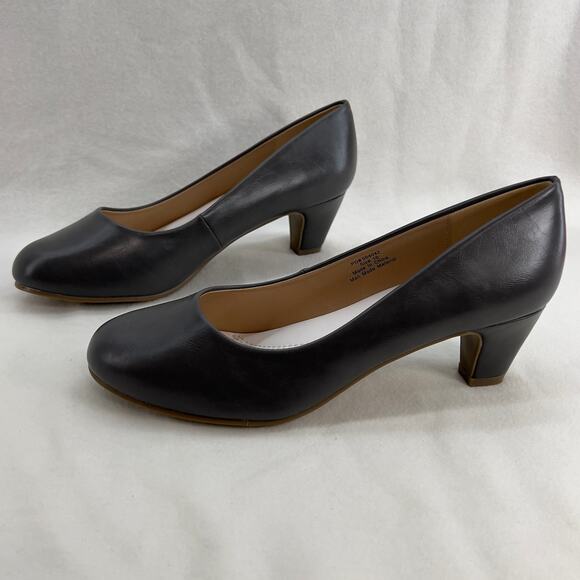 Journee Collection Luu Faux Leather Low Block Heel Pumps-Gray-Women Size 10-NEW - Picture 6 of 11
